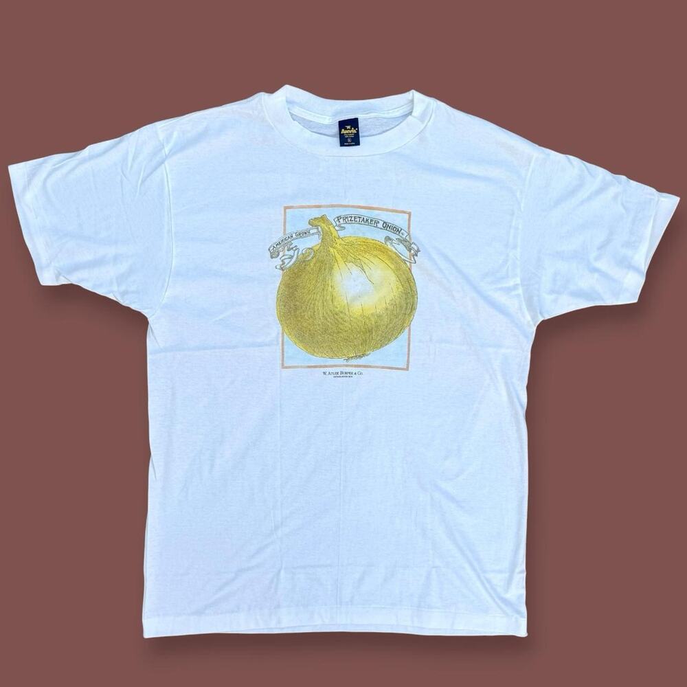 Vintage 90s Anvil Onion Cotton Tee Size XL Graphic Gardening Single Stitch